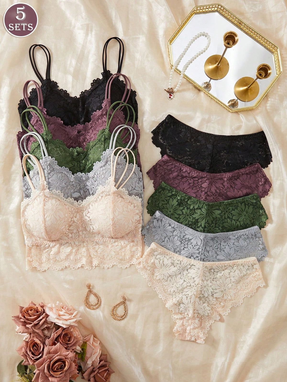 SHEIN مجموعة 5 أطقم لانجري