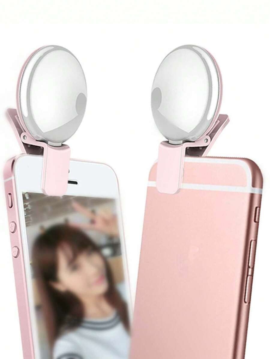 SHEIN LED ضوء سيلفي حلقي  محمول بمشبك أبيض
