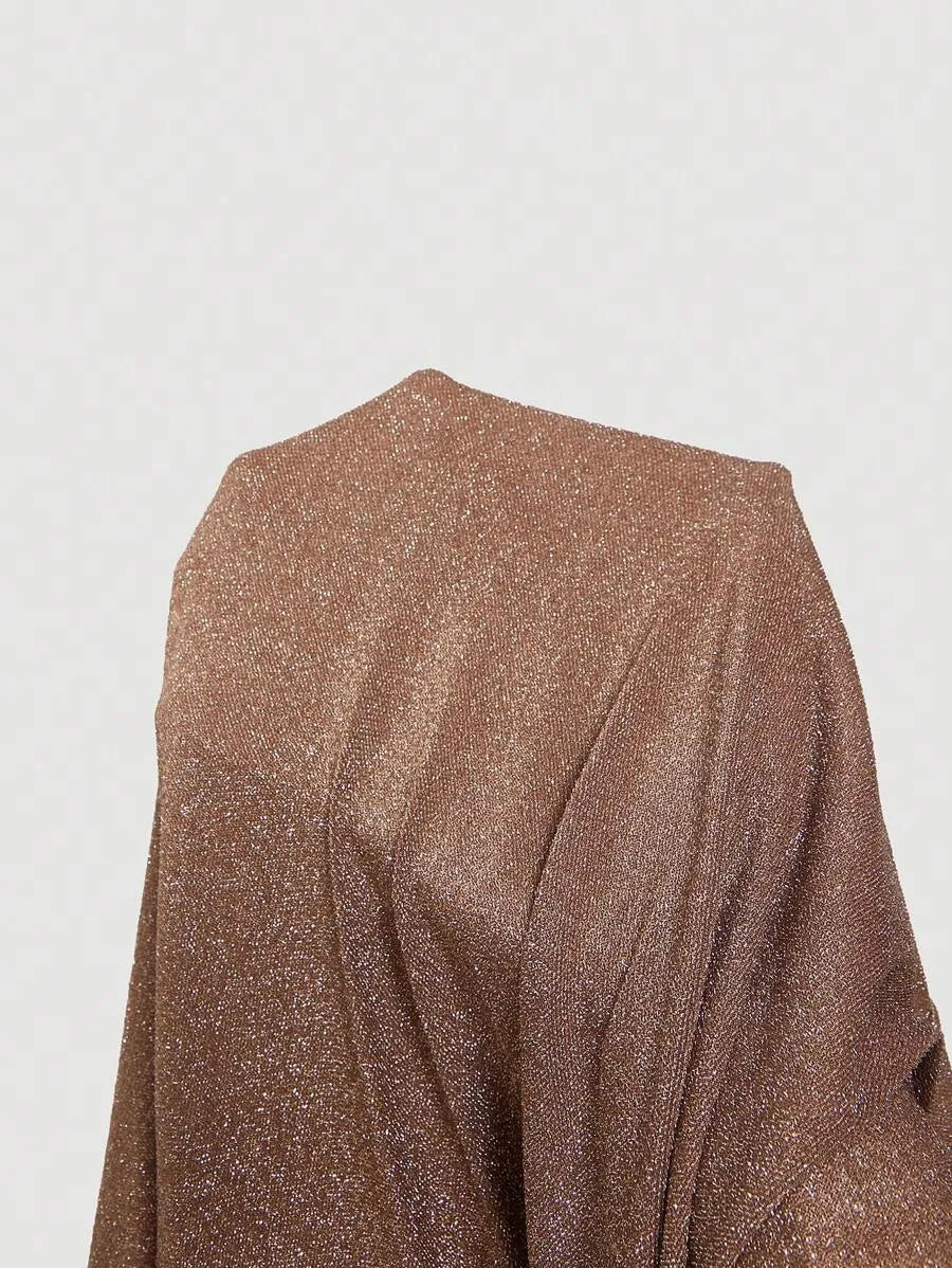 SHEIN MOD فستان نسائي بني طويل بطيات في الصدر وتصميم ذيل سمكة