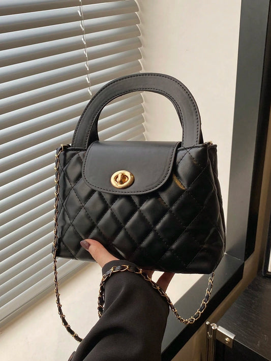 SHEIN حقيبة كروس بودي نسائية مربعة منقوشة بقفل أنيق