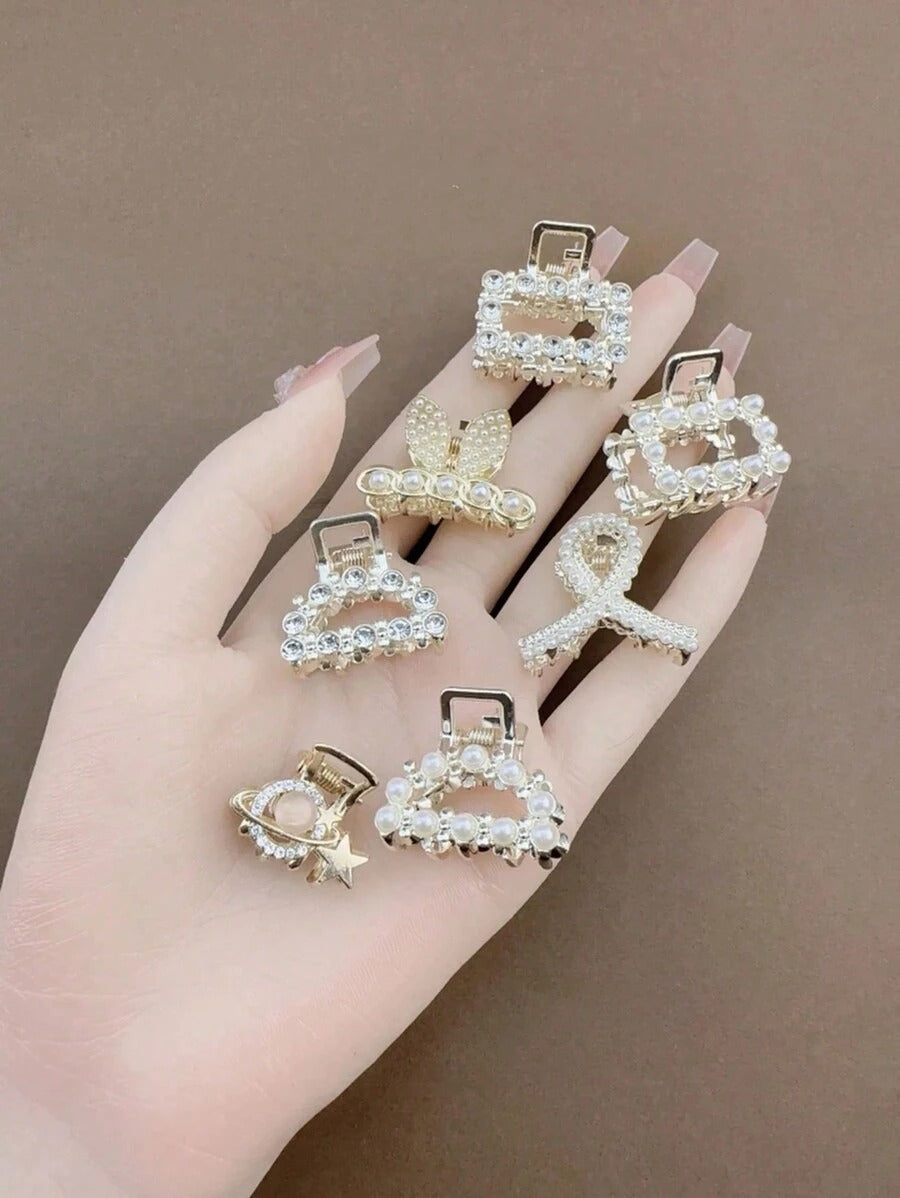 SHEIN مشابك شعر معدنية مرصعة بالراين