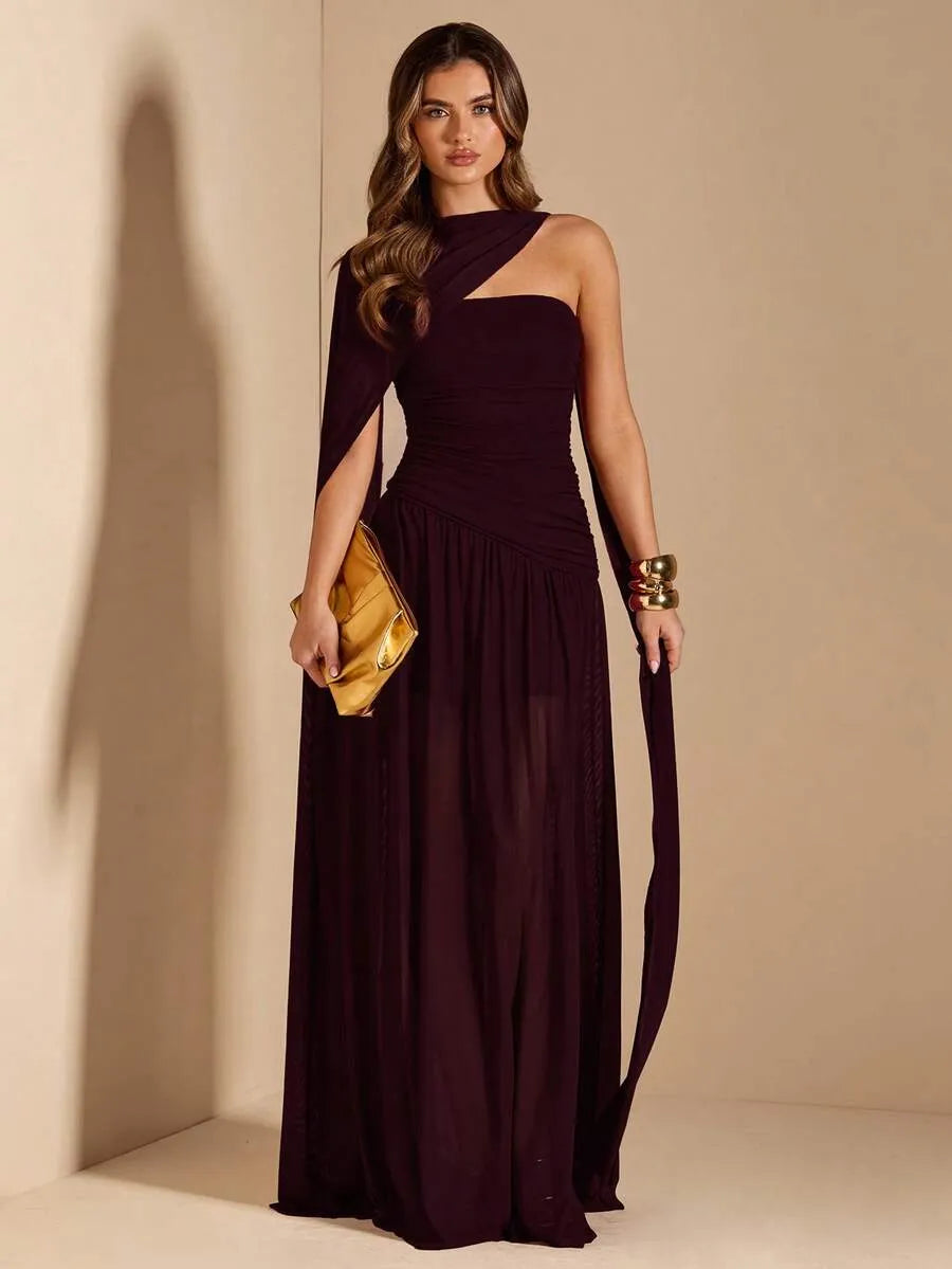 SHEIN BAE A فستان أنيق بدون أكمام بخطوط مجعدة على شكل حرف