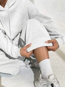 SHEIN INAWLY طقم نسائي كاجوال من قطعتين بلون رمادي فاتح