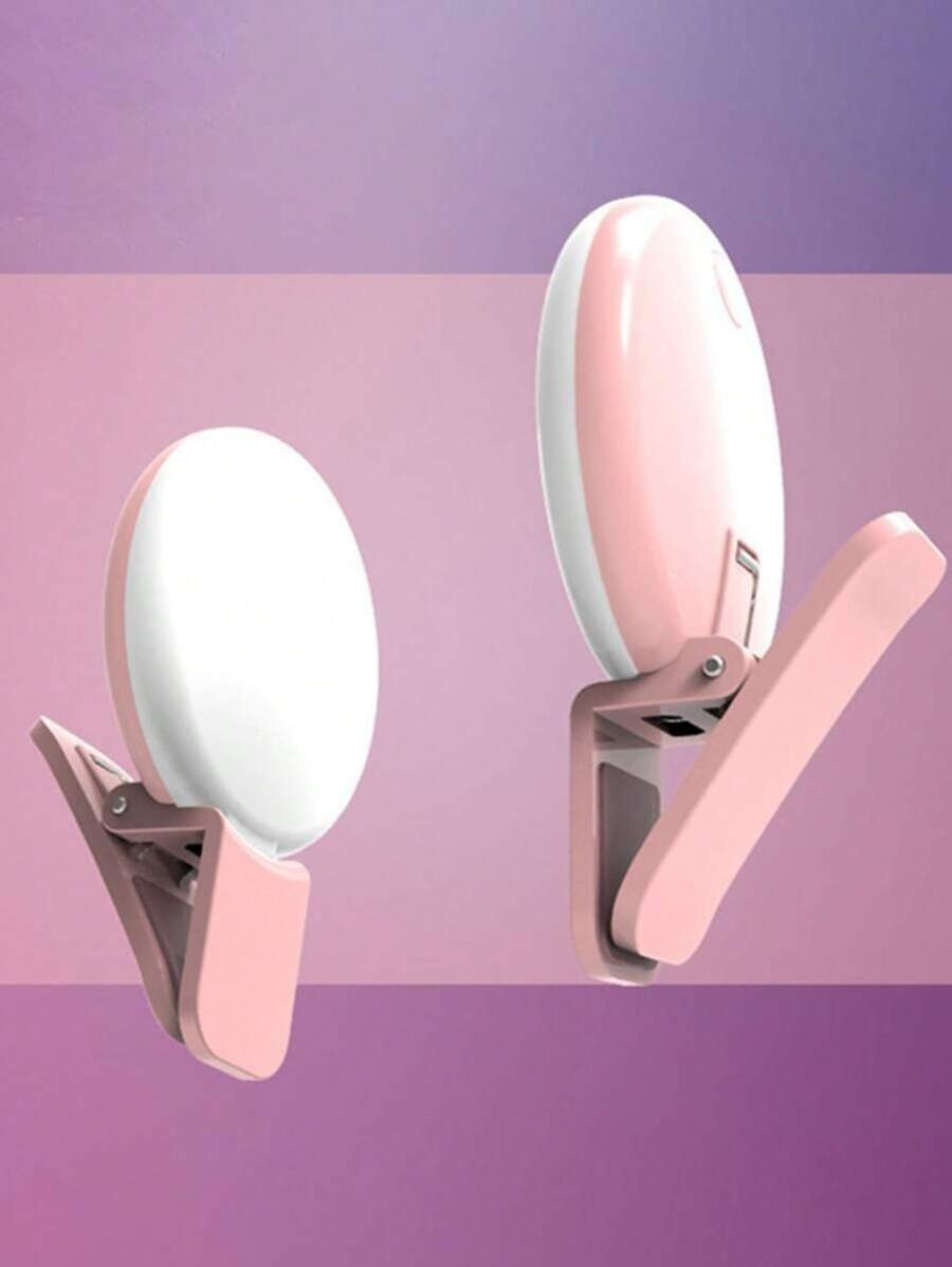 SHEIN LED ضوء سيلفي حلقي  محمول بمشبك أبيض