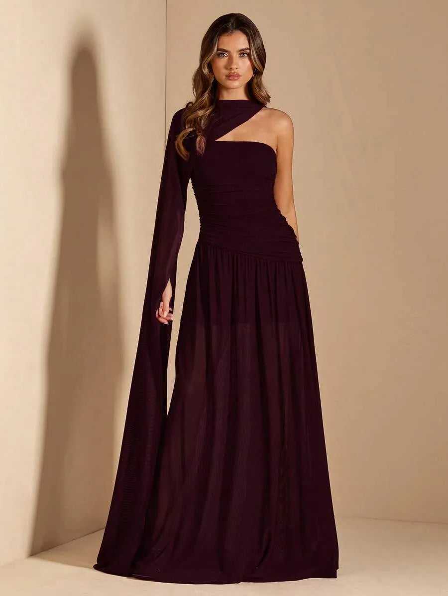 SHEIN BAE A فستان أنيق بدون أكمام بخطوط مجعدة على شكل حرف