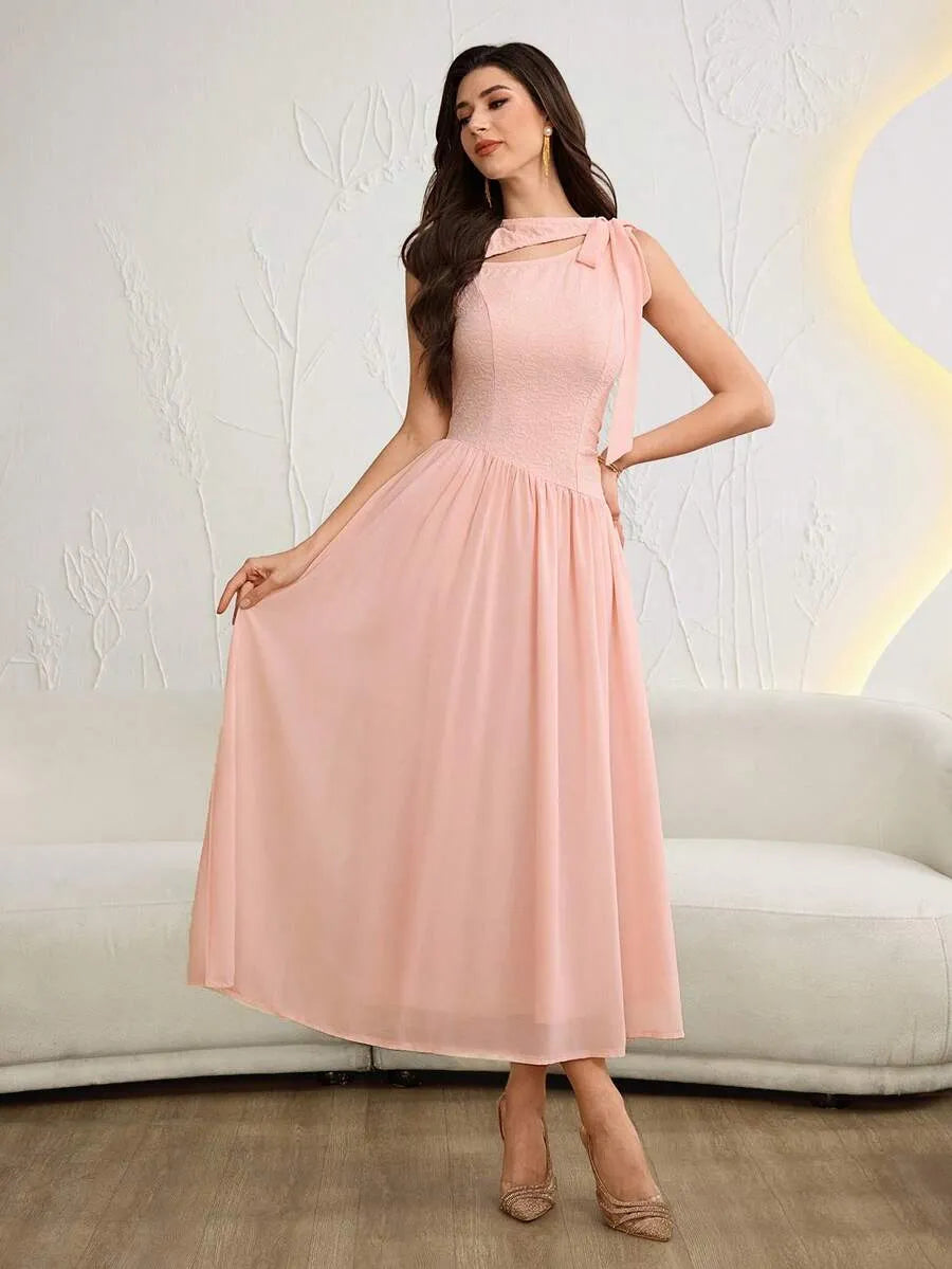 SHEIN Modelyn فستان جاكار مخصر أنيق لون وردي