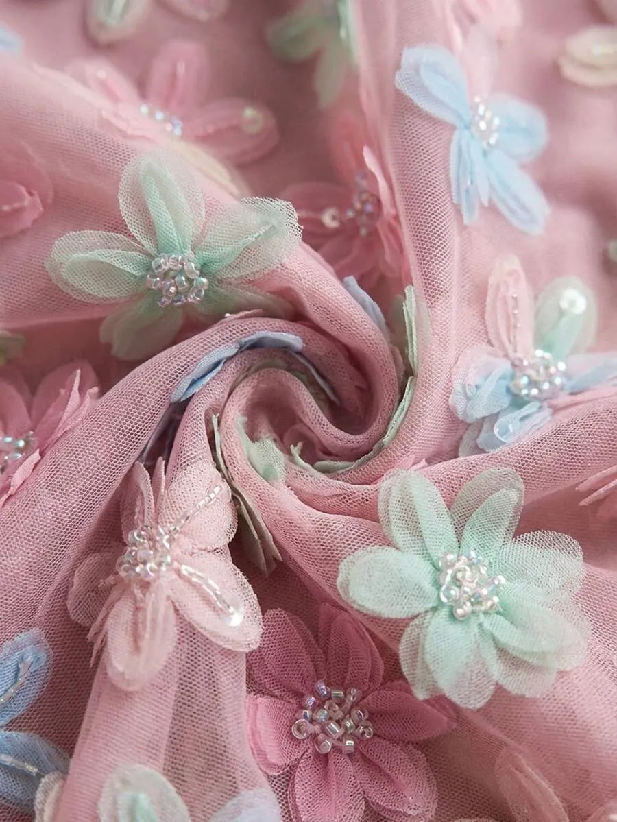 SHEIN BELROSIE فستان وردي شبك ترتر بحمالات رفيعة وقصة ضيقة