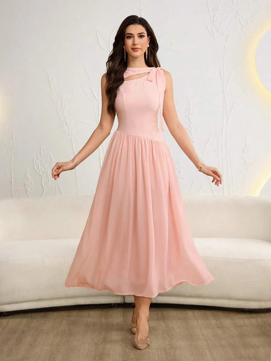 SHEIN Modelyn فستان جاكار مخصر أنيق لون وردي