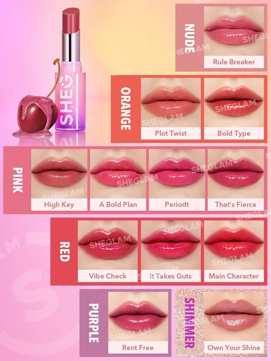 SHEGLAM Bold Type أحمر شفاه لامع