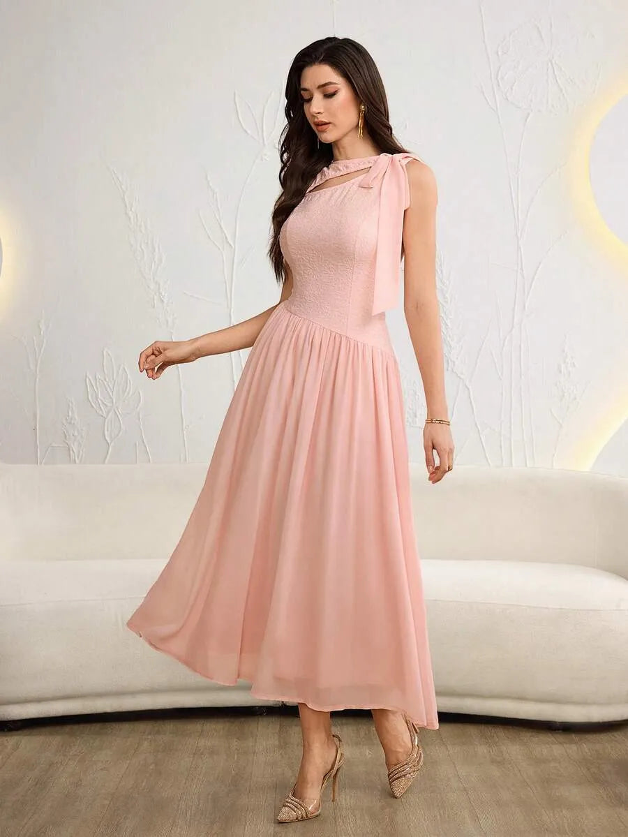 SHEIN Modelyn فستان جاكار مخصر أنيق لون وردي