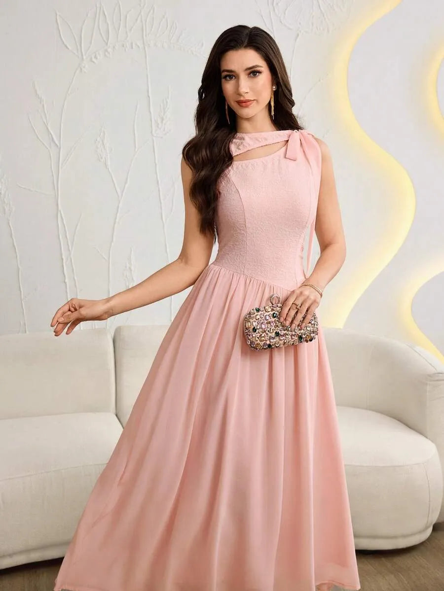 SHEIN Modelyn فستان جاكار مخصر أنيق لون وردي