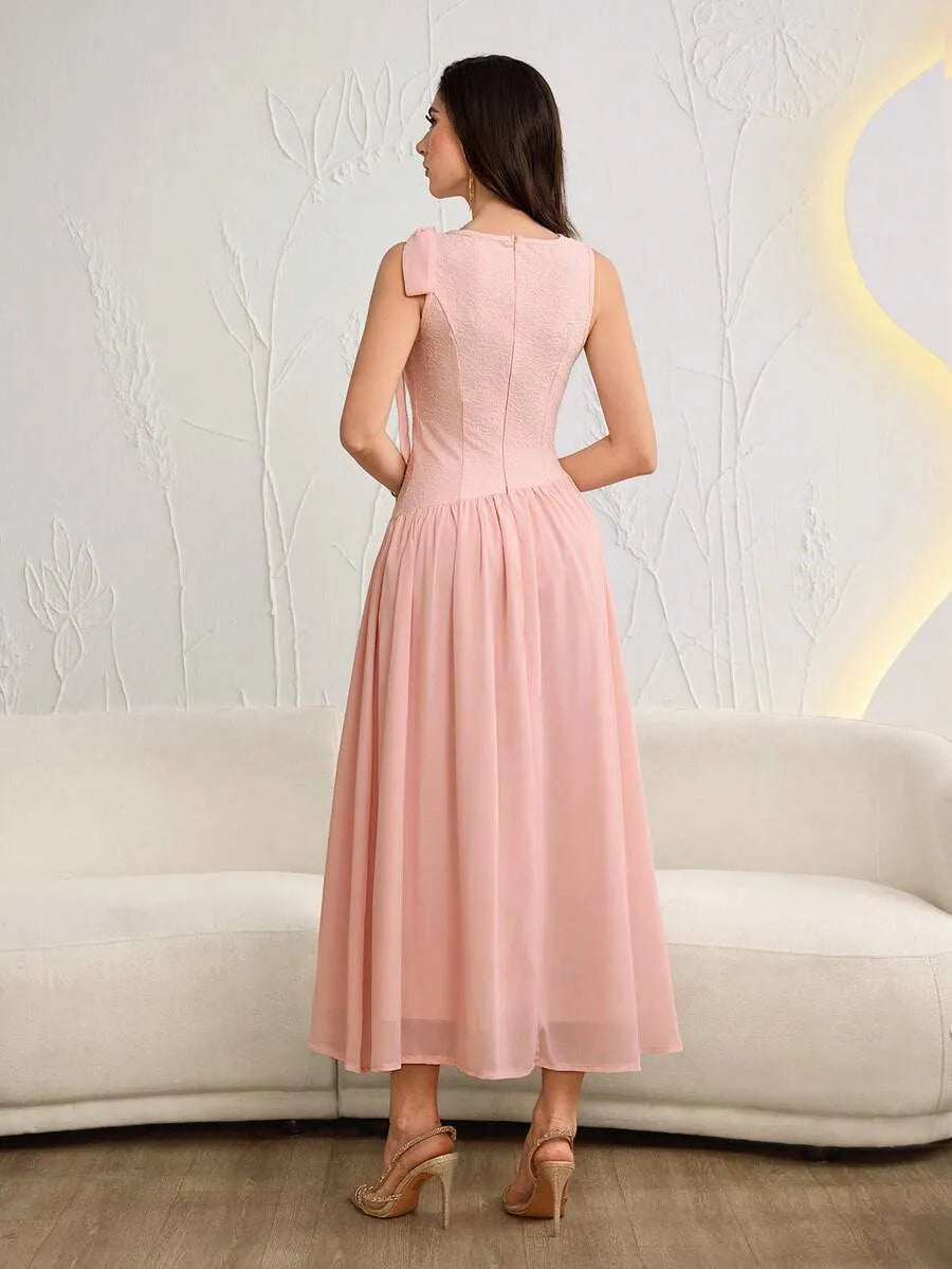 SHEIN Modelyn فستان جاكار مخصر أنيق لون وردي