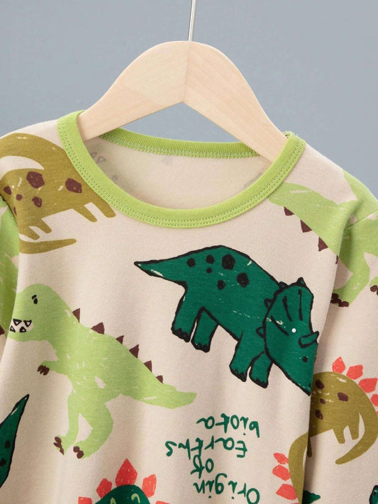 SHEIN طقم بيجامة أولاد 2 قطعة بطبعة ديناصور