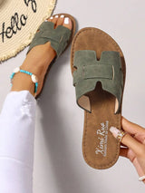 SHEIN Ximi Ruo صنادل نسائية مسطحة مفتوحة الأصابع