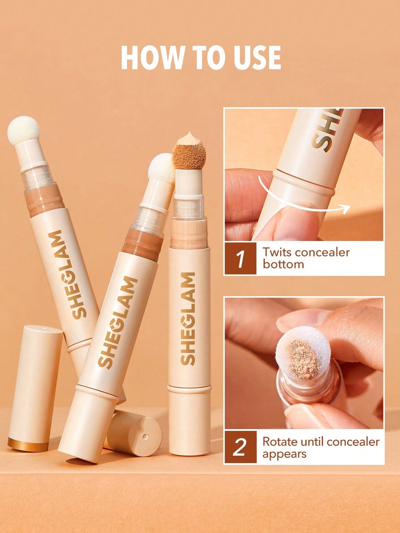 SHEGLAM Complexion Boost Concealer-Caramel Sponge-Head Applicator Matte Liquid Concealer Long Lasting Brightening Color Corrector Weightless All-Day Long Lasting Hydrating Concealer Black Friday Winter Concealer