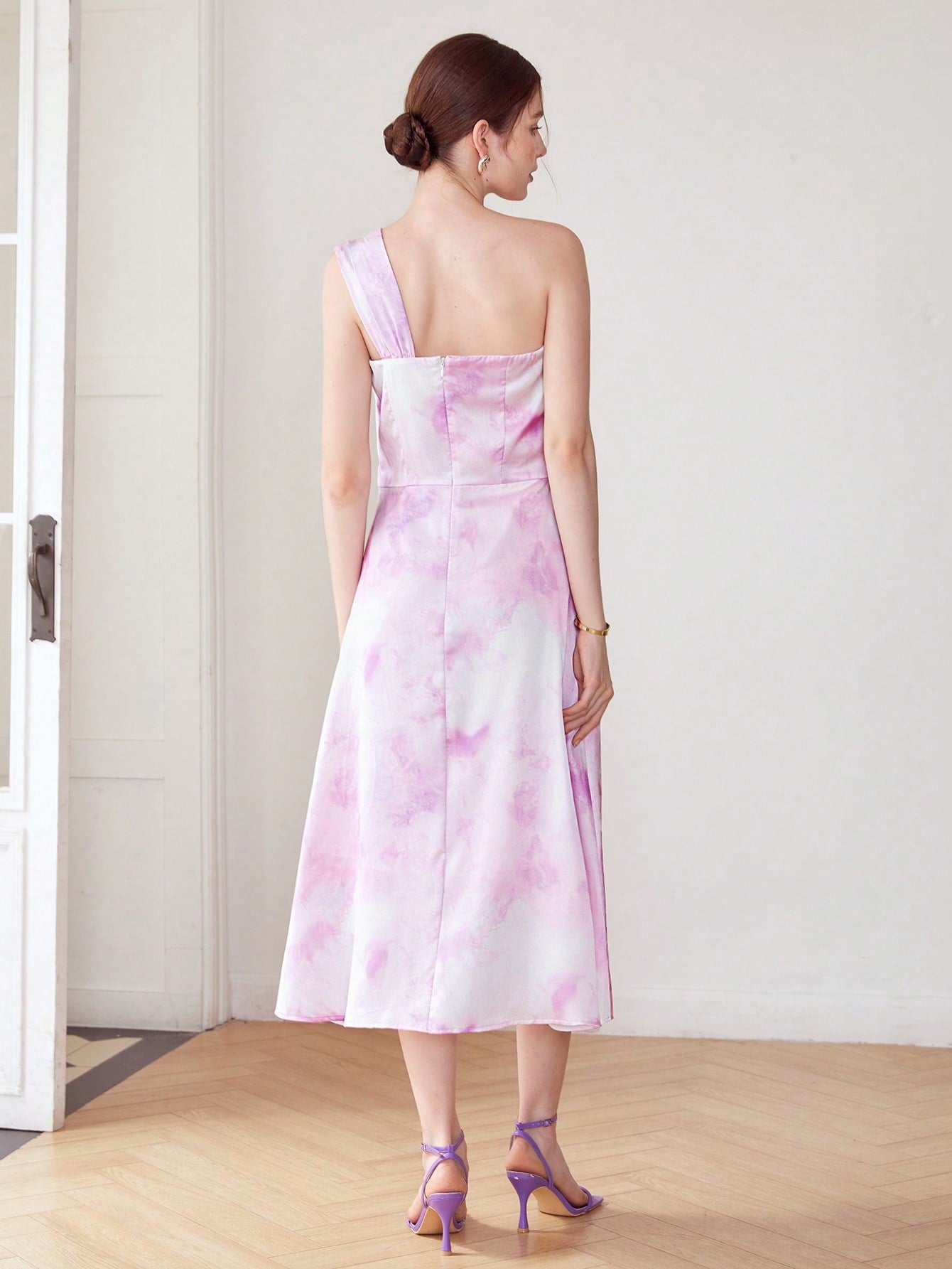 MOTF PREMIUM ONE SHOULDER TIE-DYE DRESS