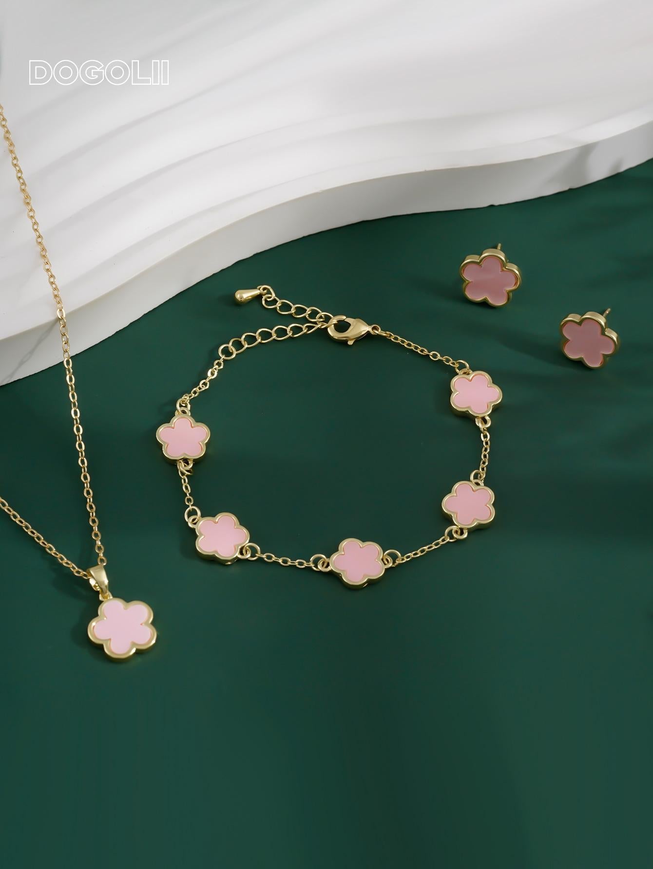 4Pcs/Set Flower Decor Jewelry Set