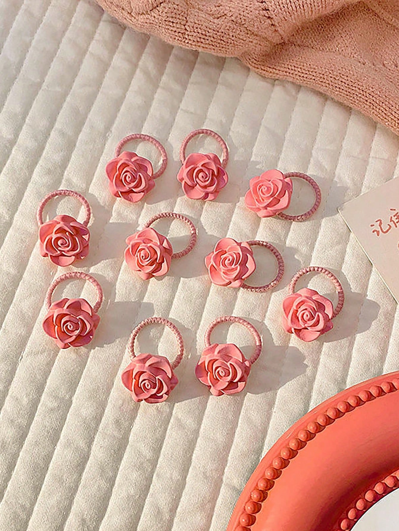 5Pcs Children'S Hair Ties for Girls, Braiding & Ponytail, Cute Camellia Elastic Hair Bands, No Damage Baby Hair Accessories