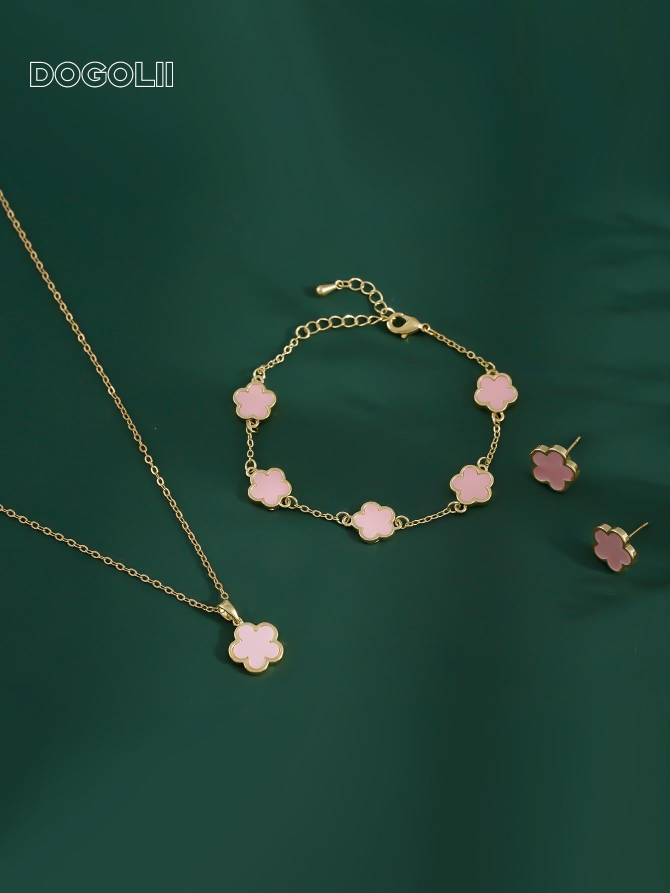 4Pcs/Set Flower Decor Jewelry Set