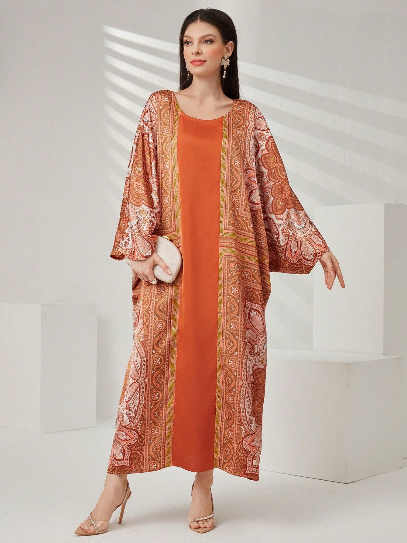 SHEIN Najma Full Printed Batwing Sleeve Kaftan