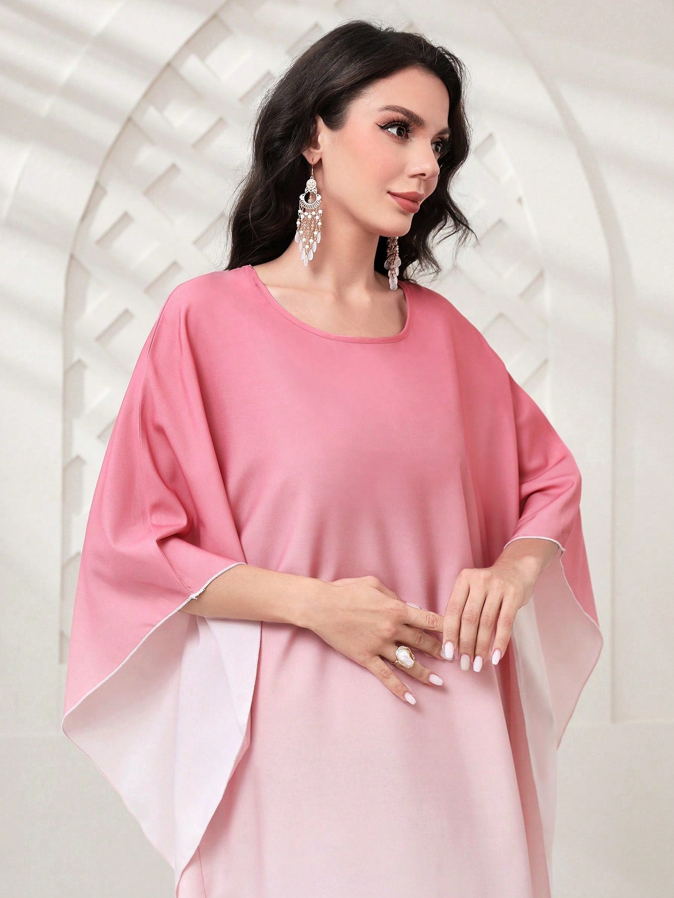 SHEIN Najma Ombre Batwing Sleeve Kaftan