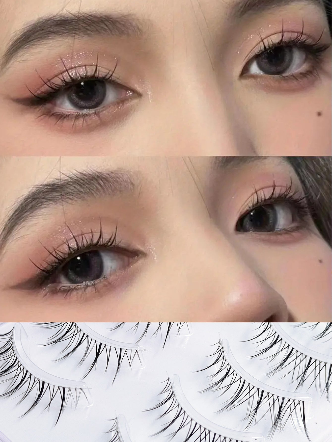 5 Pairs Manga False Eyelashes Transparent Stem Cross False Eyelashes Lashes Extensions Manga Anime Makeup Beauty Cosmetic