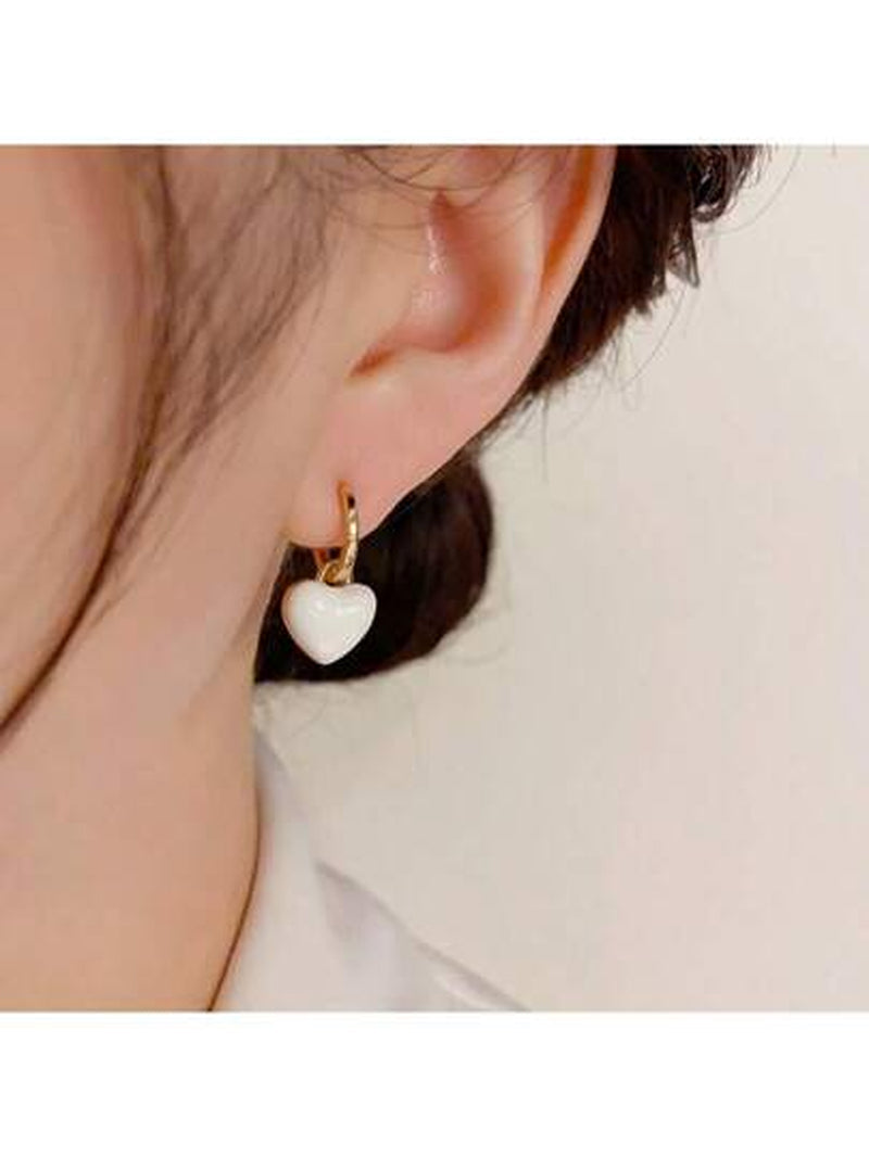 1Pair Fashion Zinc Alloy Heart Drop Earrings for Women for Daily Life