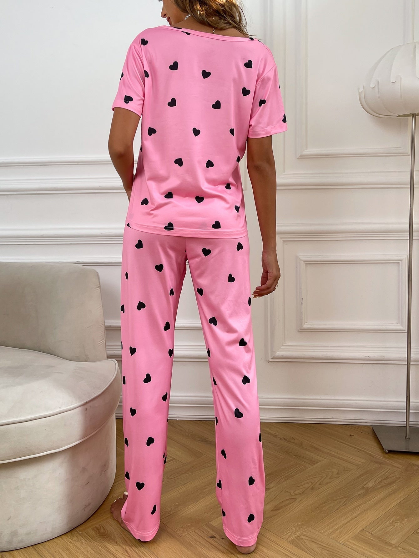Heart Print Pajama Set