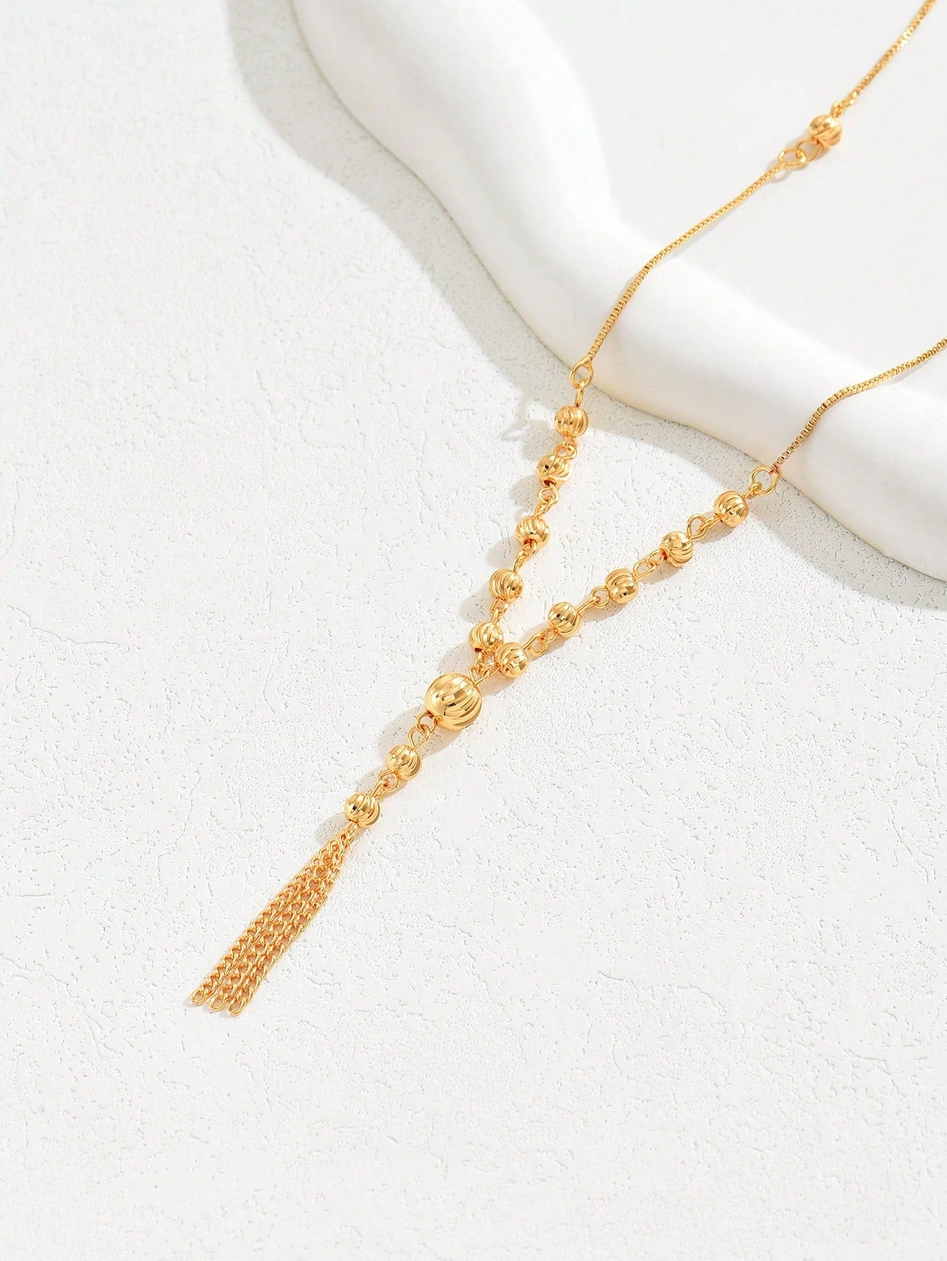 1Pc 18K Gold Plated Fashionable Personality Design Pendant Necklace with Tassels for Women