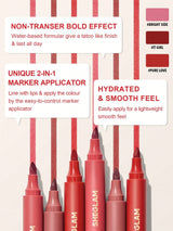 SHEGLAM Love Stained Lip Tint Marker-Pure Love Matte Red Lip Stain Pen Highly Pigmented Long-Lasting Lip Liner Contour Tint Lip Makeup Black Friday Lip Liner