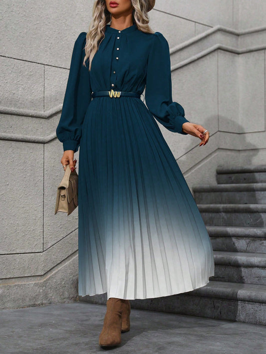 Ombre Lantern Sleeve Dress, Belt Not Included