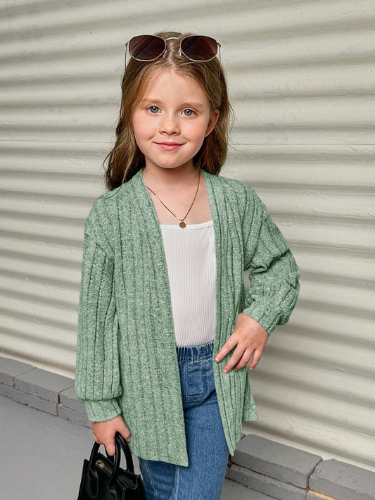 SHEIN Young Girl Drop Shoulder Open Front Coat