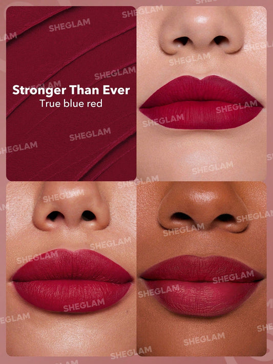 SHEGLAM Dynamatte Boom Long Lasting Matte Lipstick-Stronger than Ever 20 Colors Creamy Matte Waterproof Lipstick Amazing Non-Stick Cup Transfer-Proof Lipstick Black Friday Sale Gift Red Lipstick