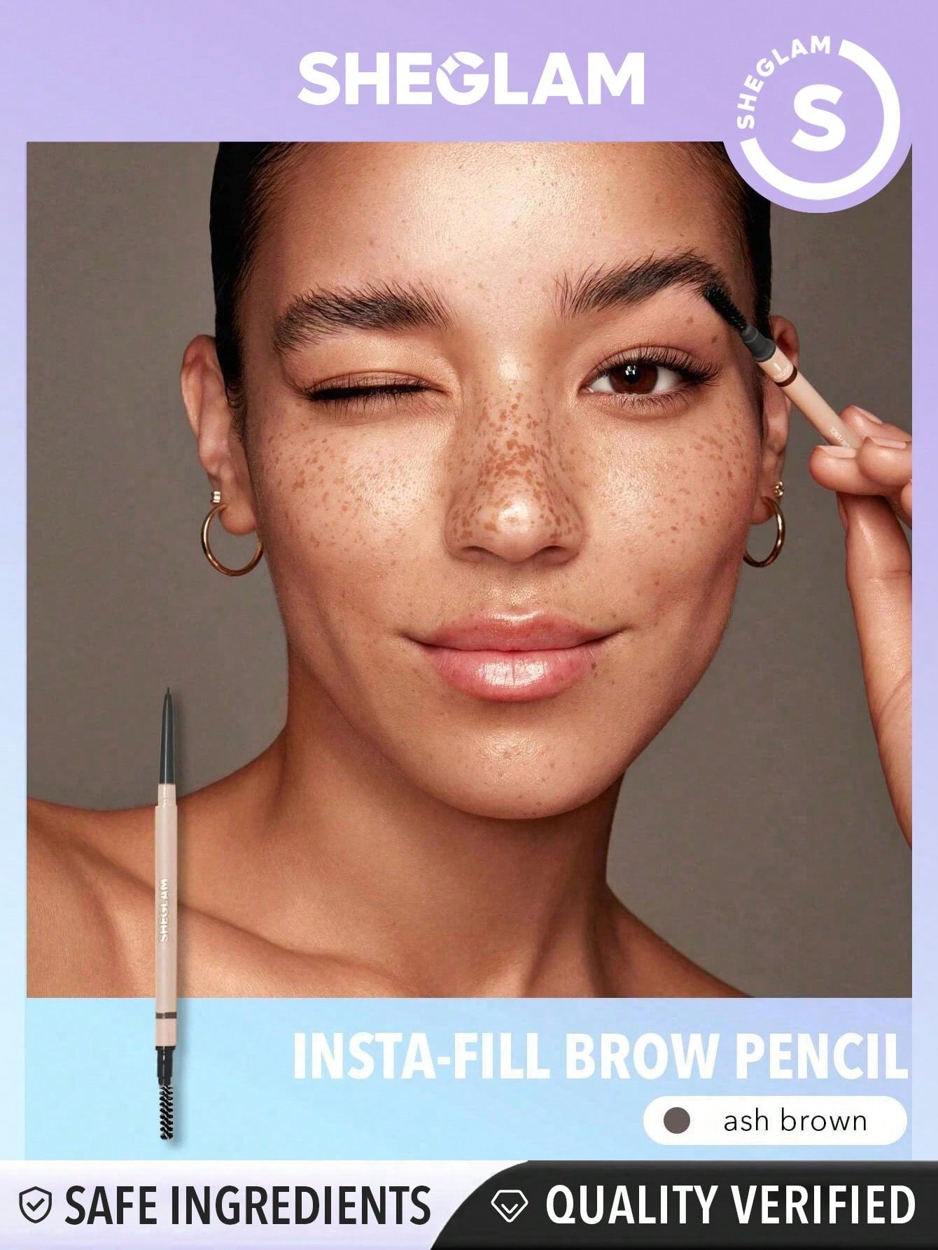 SHEGLAM Insta-Fill Brow Pencil-Ash Brown Long Lasting Auto Eyebrow Pen Sweat-Proof Anti-Oil Non-Sticky Ultra-Slim Eyebrow Makeup Black Friday Eyebrow