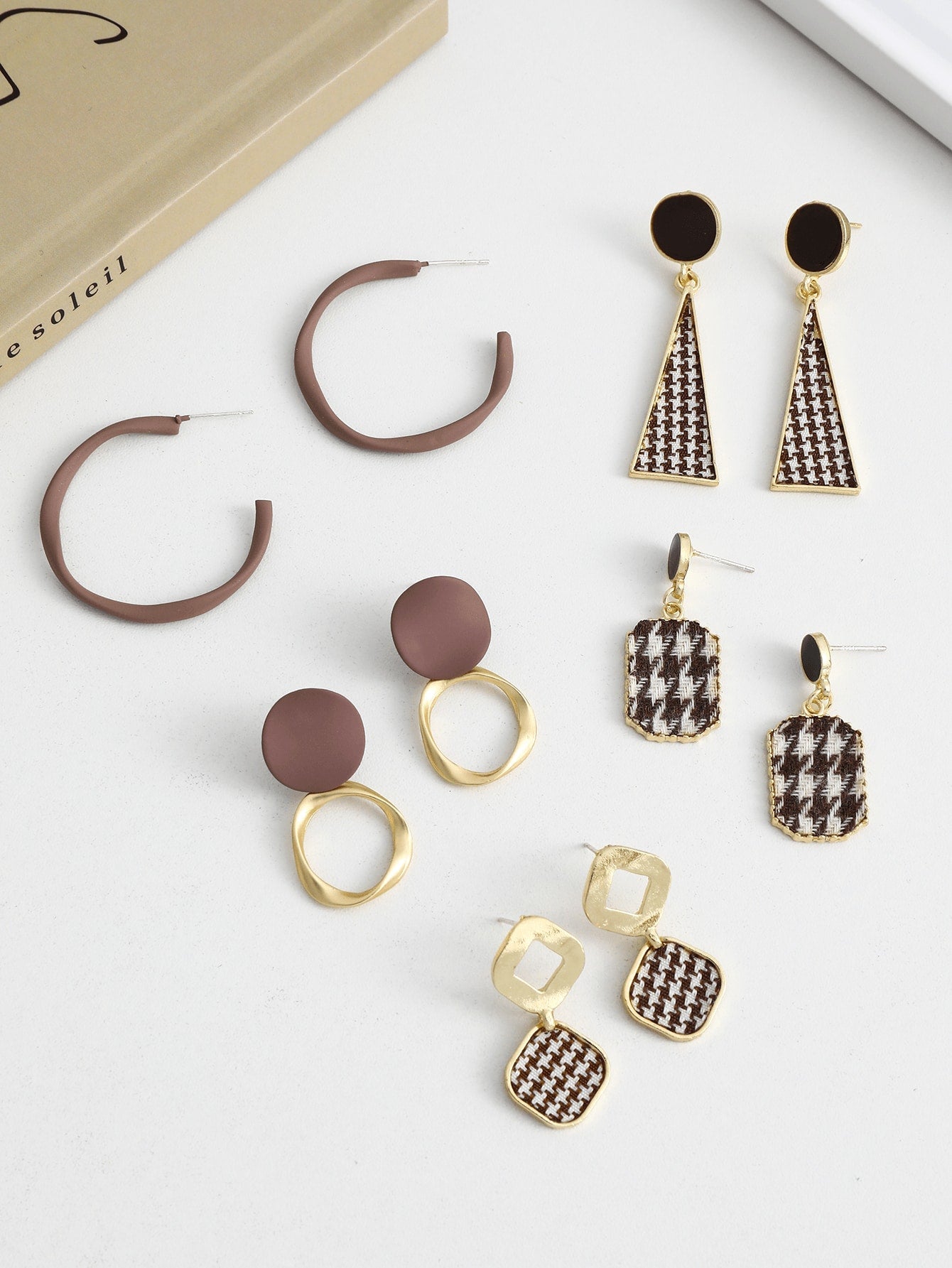 5Pairs Stylish Alloy Geometric Irregular Earrings Set Suitable for Women'S Party, Banquet, Date, Festival and Gift