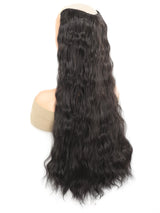 Synthetic Long Wave V-Shaped Hair Extension 4 Clips Hairpiece Heat Resistant Water Ripple Fake Hair Hairpiece for Women