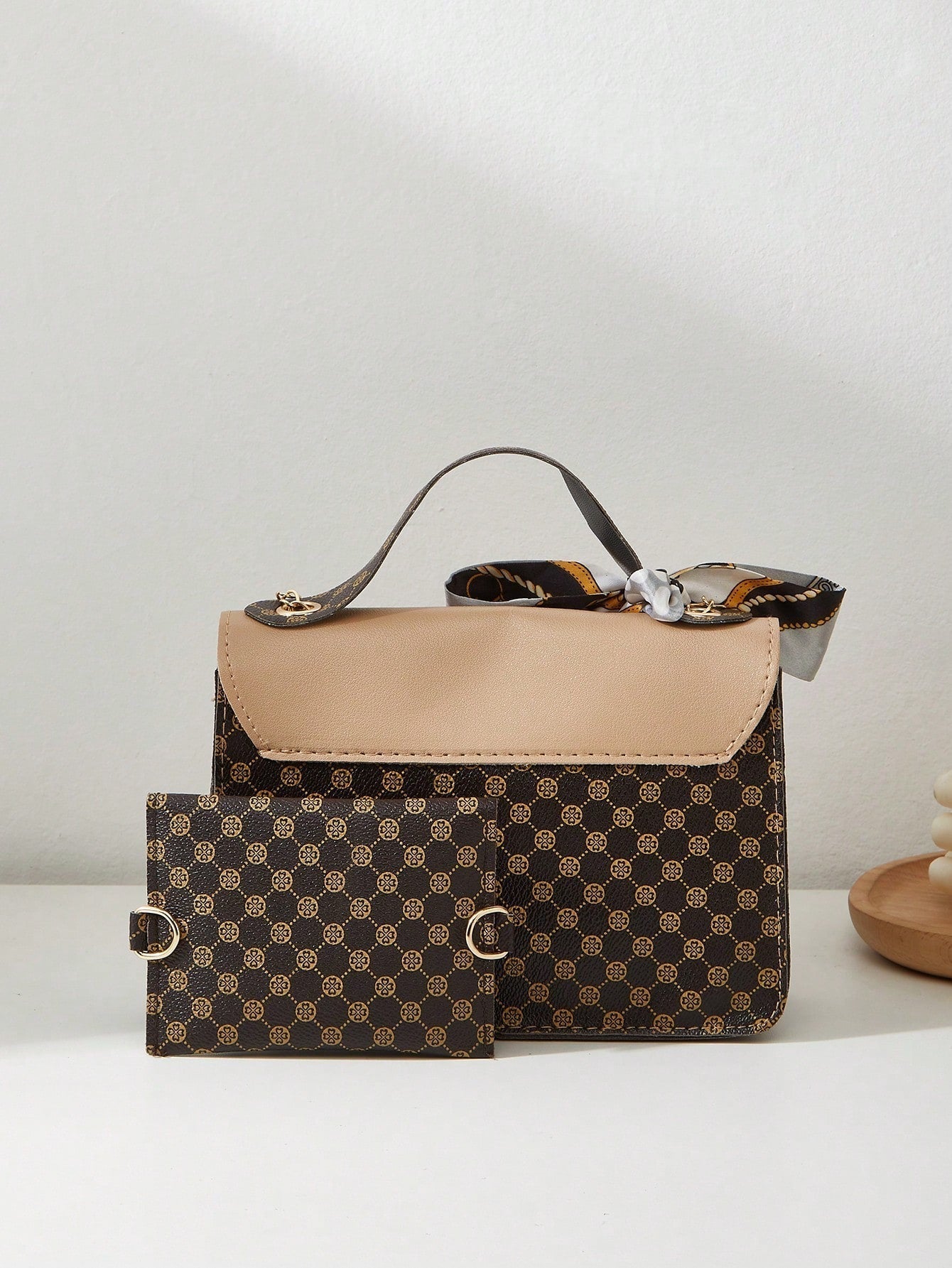 Bags Shoulder Crossbody Bag Chain Bag Women'S Combination Bag Two-Piece Set Silk Scarf Handbag Coin Purse