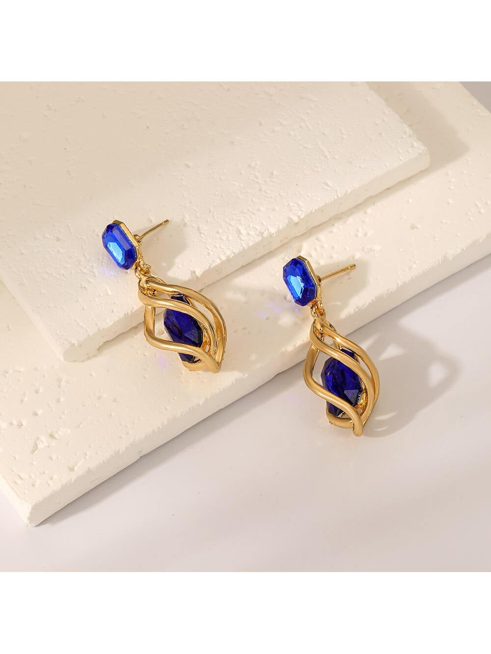 2Pcs Geometric Diamond Inlay Earrings for Women