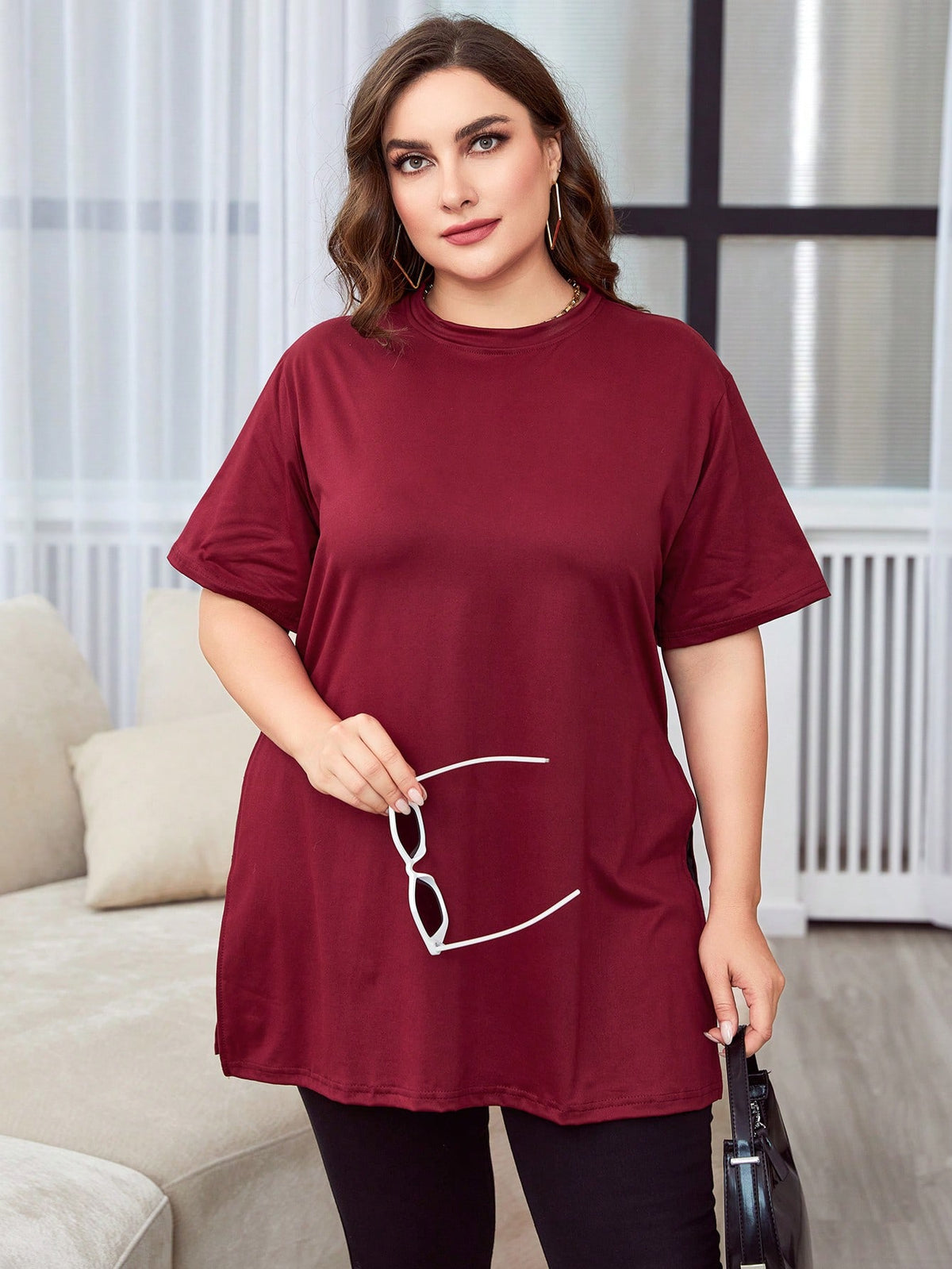 SHEIN Essnce plus Split Hem Tee