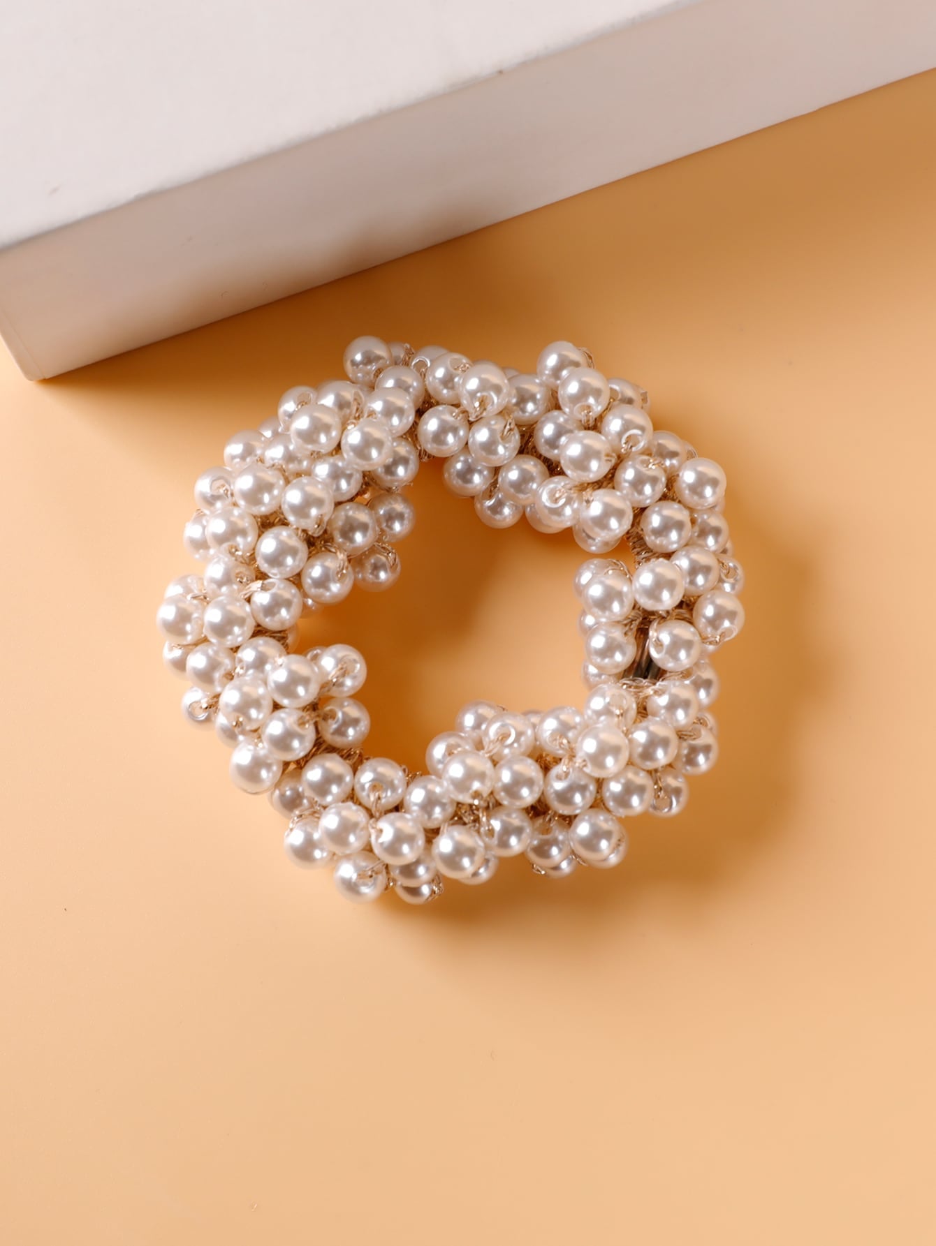 1Pc Faux Pearl Decor Hair Tie for Daily Casual Outing Wear