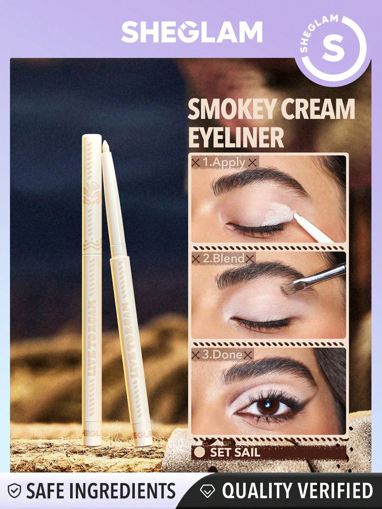 SHEGLAM Live to Roam Get Going Cream Eyeliner-Set Sail 6 Colors Waterproof Long-Lasting Smoky Eyes Matte Eyeliner Pencil Extra-Fine No Smudge Ultra Pigmented Eyeliner Blendable Smooth Cat Eye Eye Make up Black Friday White Eyeliner