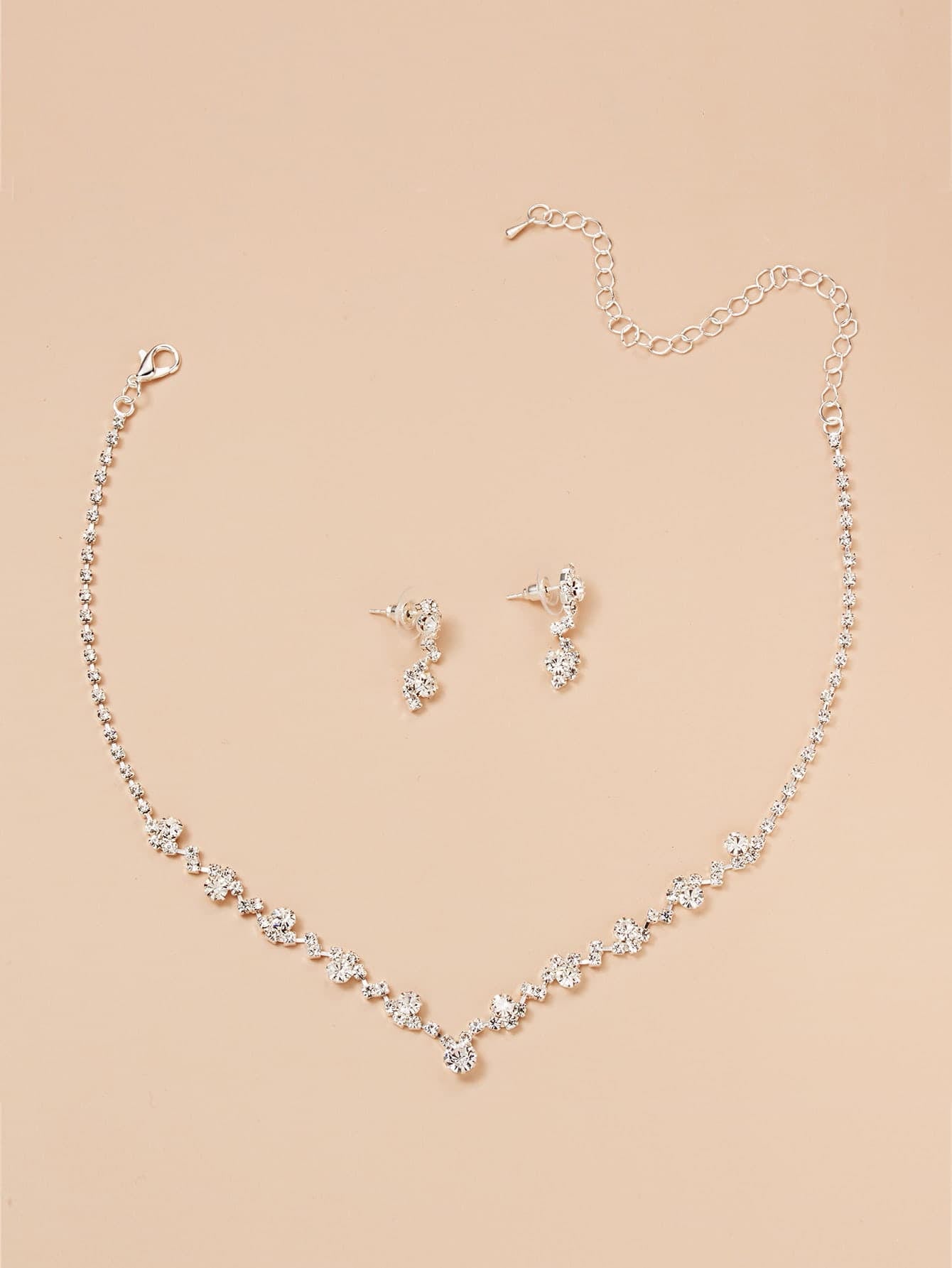 3Pcs Rhinestone Decor Jewelry Set
