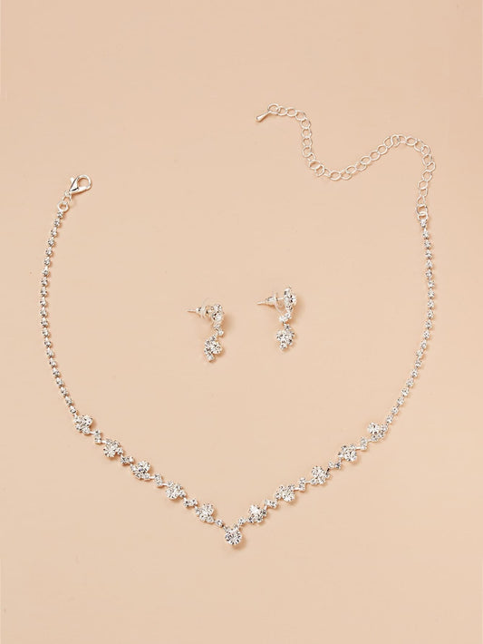3Pcs Rhinestone Decor Jewelry Set