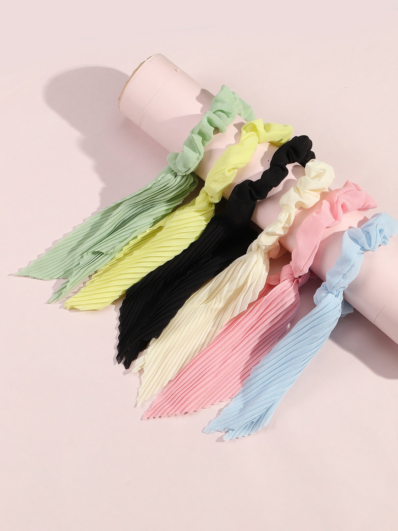 6Pcs/Set Girls' Scrunchies with Ribbon Bowknot