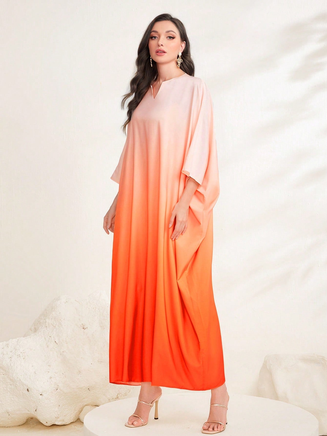 SHEIN Najma Ombre Print Batwing Sleeve Kaftan