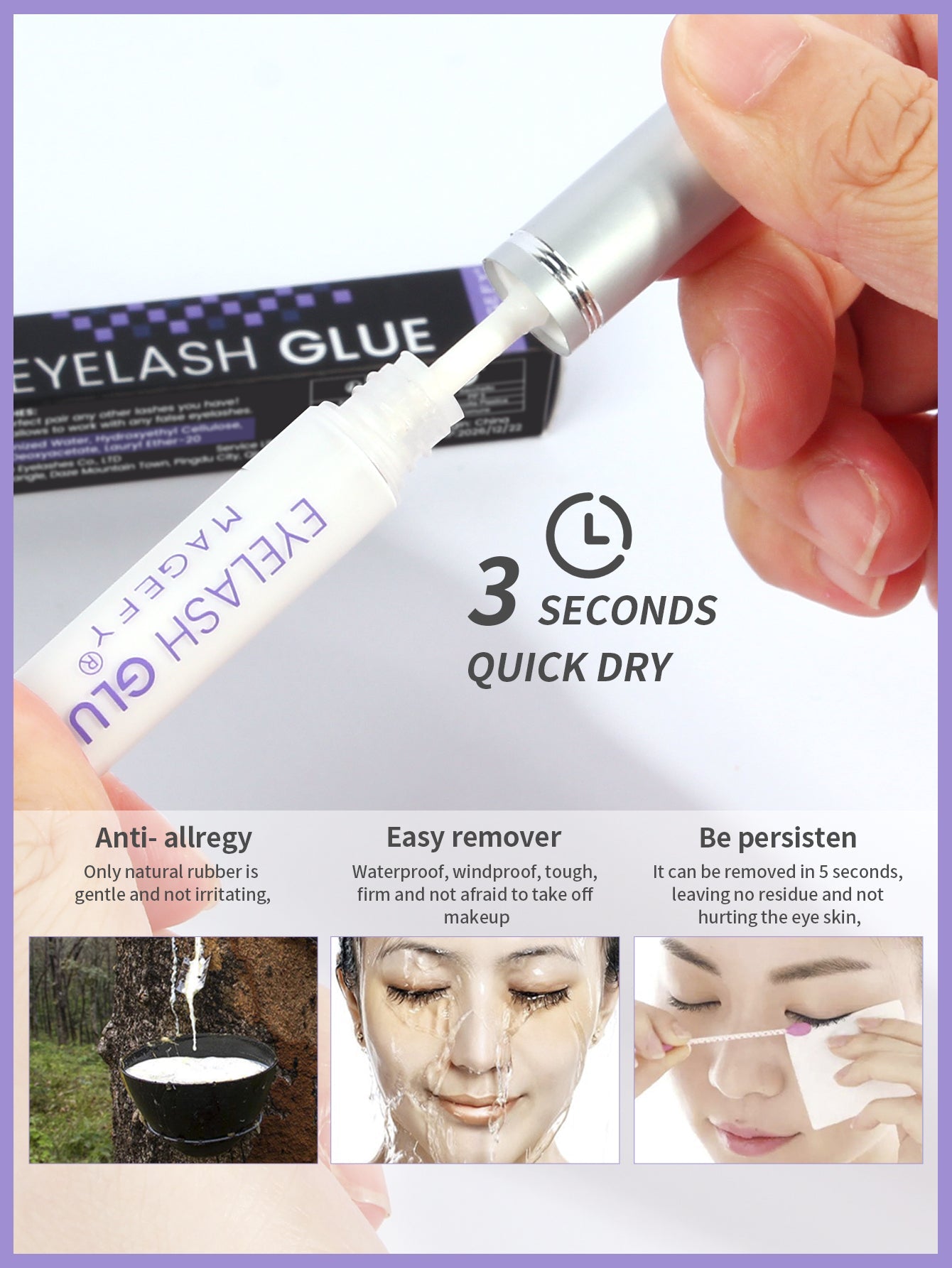 MAGEFY 1Pc Eyelash Glue,Naturally Invisible after Drying,Stick Firmly for Everyday Use for Eyelashes, Travel Essentials