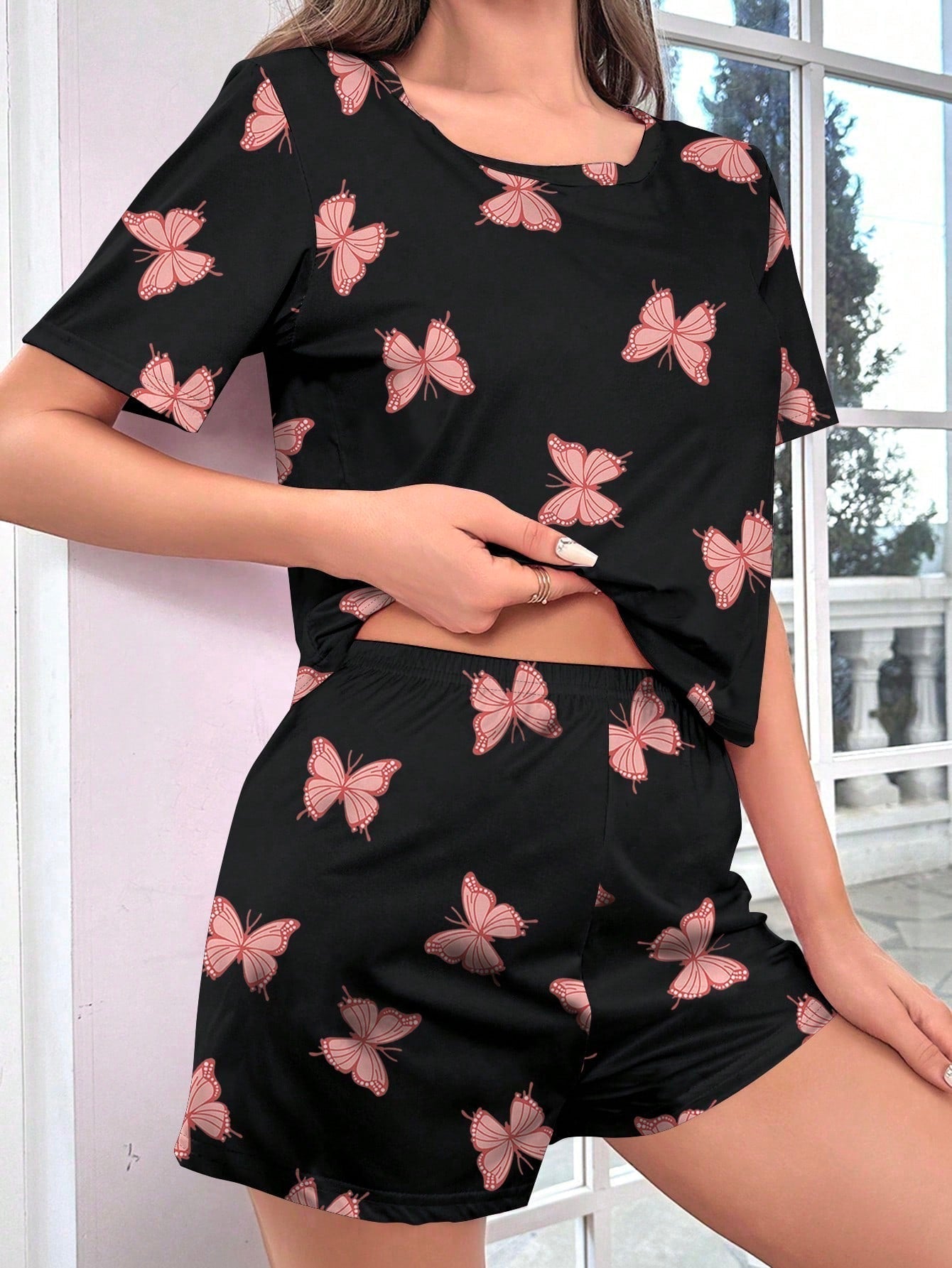 Butterfly Print Tee & Shorts PJ Set