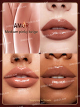 SHEGLAM Ember Rose Immortal Love Nourishing Lip Gloss-Amor Valentines Gift Nude Liquid Lipstick High Shine Finish Ultra Moisturizing Lip Glaze Luminous Shine Non-Sticky Li Makeup