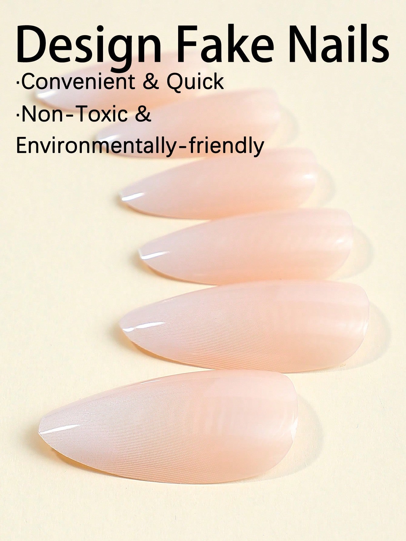 24Pcs/Set Long Almond Shaped Ombre French False Nail Tips with 1Pc Nail File and 1Pc Jelly Gel