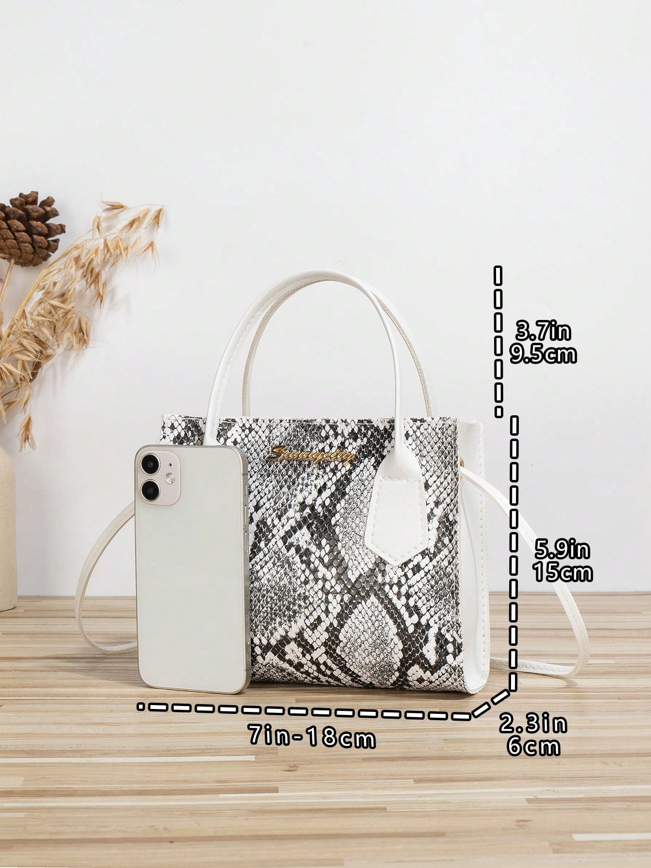 Fashionable & Portable Snake Pattern Handbag All over Snake Skin Pattern Bag Set, Classic Textured Pu Leather Tote Bag, Shoulder Chain Bag, Long Wallet & Credit Card Holder for Women